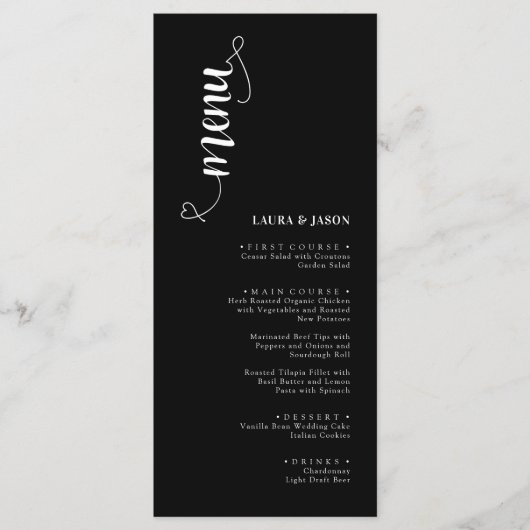 Eenvoudige kaarten in het menu Band en Wit Weddens (Voorkant)