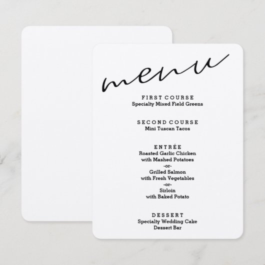 Eenvoudige Kaarten in het menu Rustic Kraft Paper (Voorkant / Achterkant)