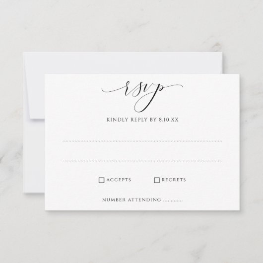 Eenvoudige Kaarten voor Elegant Wedding RSVP Reply (Voorkant)