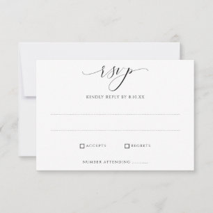 Eenvoudige Kaarten voor Elegant Wedding RSVP Reply Kaartje
