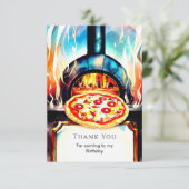 Eenvoudige Kaasfeest Pizza Verjaardag Bedankkaart (Staand voorkant)