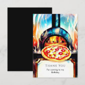 Eenvoudige Kaasfeest Pizza Verjaardag Bedankkaart (Voorkant / Achterkant)