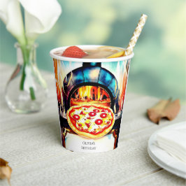 Eenvoudige Kaasfeest Pizza Verjaardag Papieren Bekers