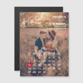 Eenvoudige Kalender foto Bewaar de Datum Bruiloft  (Voorkant / Achterkant)