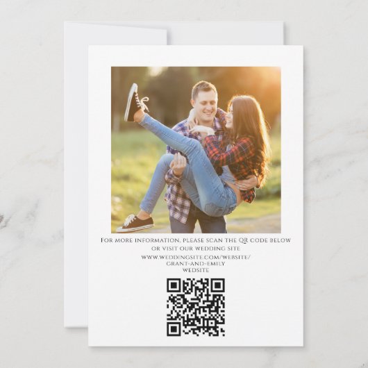 Eenvoudige kalender-kalligrafie Twee foto-QR-code Save The Date (Achterkant)