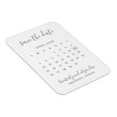 Eenvoudige kalender pastel paarse hart save the da magneet (Rechterzijde)
