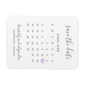 Eenvoudige kalender pastel paarse hart save the da magneet (Horizontaal)