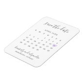Eenvoudige kalender pastel paarse hart save the da magneet (Linkerzijde)