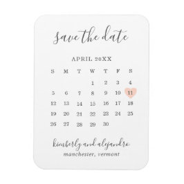 Eenvoudige kalender Pastel Perzik Hart Bewaar de d Magneet