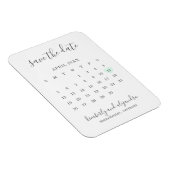Eenvoudige kalender Pastelgroene hart datum reserv Magneet (Rechterzijde)