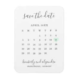 Eenvoudige kalender Pastelgroene hart datum reserv Magneet