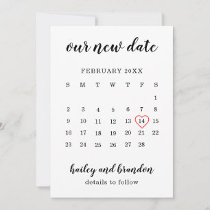 Eenvoudige kalender Rode Hart Huwelijk Datum Wijzi Aankondiging