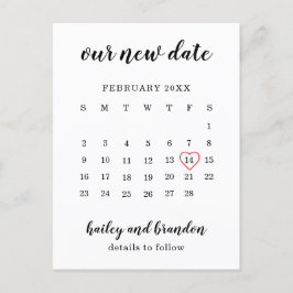 Eenvoudige kalender Rode Hart Huwelijk Datum Wijzi Aankondigingskaart