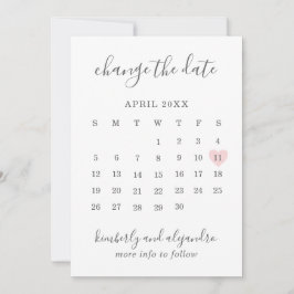 Eenvoudige kalender Roze hart Huwelijk datum wijzi Aankondiging