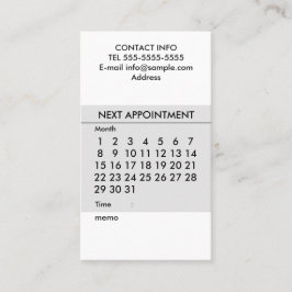 Eenvoudige kalender visitekaartje