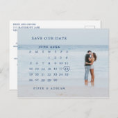 Eenvoudige kalenderfoto Weddenschap Save the Date Aankondigingskaart (Voorkant / Achterkant)