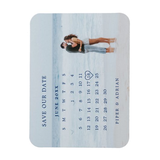 Eenvoudige kalenderfoto Weddenschap Save the Date Magneet (Verticaal)