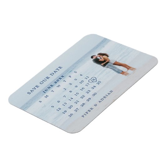 Eenvoudige kalenderfoto Weddenschap Save the Date Magneet (Linkerzijde)