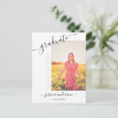 Eenvoudige kalligrafie afstudeerfeest uitnodiging (Staand voorkant)