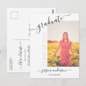 Eenvoudige kalligrafie afstudeerfeest uitnodiging (Voorkant / Achterkant)