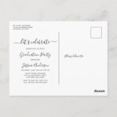 Eenvoudige kalligrafie afstudeerfeest uitnodiging (Achterkant)