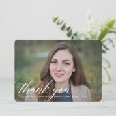 Eenvoudige kalligrafie Afstuderen Foto Hartelijk d Bedankkaart (Staand voorkant)