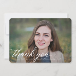 Eenvoudige kalligrafie Afstuderen Foto Hartelijk d Bedankkaart