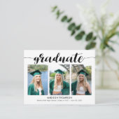 Eenvoudige kalligrafie Afstuderen Fotoaankondiging Aankondigingskaart (Staand voorkant)