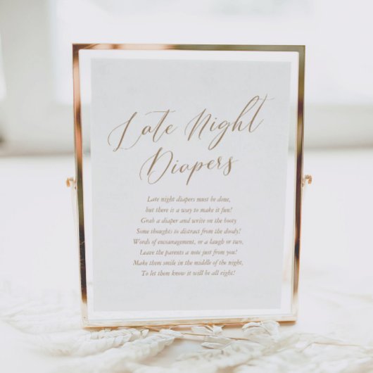 Eenvoudige kalligrafie Baby shower late nachtklepp Poster