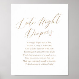 Eenvoudige kalligrafie Baby shower late nachtklepp Poster