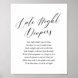Eenvoudige kalligrafie Baby shower late nachtklepp Poster