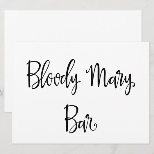 Eenvoudige kalligrafie | Bloody Mary bar huwelijks Kaart (Voorkant / Achterkant)