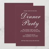 Eenvoudige kalligrafie Bourgogne Dinner Party Kaart (Voorkant / Achterkant)