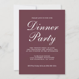 Eenvoudige kalligrafie Bourgogne Dinner Party Kaart