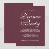 Eenvoudige kalligrafie Bourgogne Dinner Party Kaart (Voorkant / Achterkant)