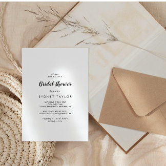 Eenvoudige kalligrafie bruids douche uitnodiging