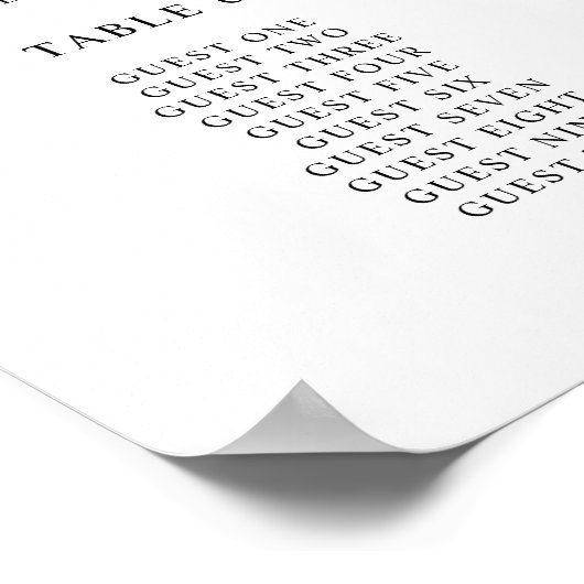 Eenvoudige kalligrafie-bruiloft 10-tafels Zitplank Poster (Hoek)