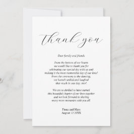 Eenvoudige kalligrafie bruiloft bedankkaart