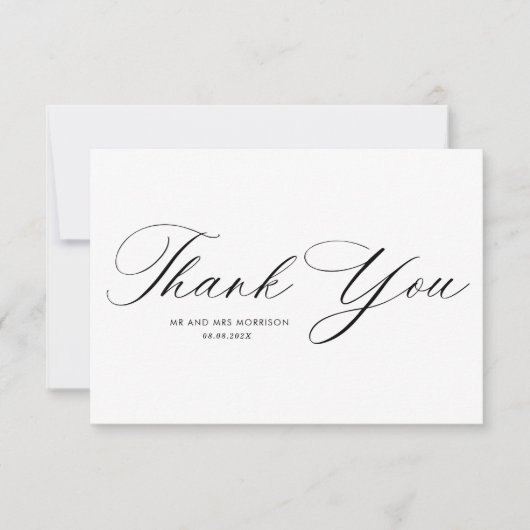 eenvoudige kalligrafie bruiloft bedankt (Voorkant)