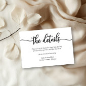 Eenvoudige kalligrafie bruiloft details Kaart