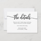 Eenvoudige kalligrafie bruiloft details Kaart (Voorkant)