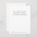 Eenvoudige kalligrafie bruiloft emmer lijst Kaarte Briefkaart<br><div class="desc">Deze eenvoudige kalligrafie bruiloft emmer lijst kaarten zijn de perfecte activiteit voor een rustieke bruiloft receptie of vrijgezellenfeest. Het eenvoudige en elegante ontwerp heeft klassieke en fancy scripttypografie in zwart-wit. Verander de formulering om aan te passen aan elke levensevenement. Bucket list teken wordt apart verkocht.</div>