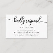 Eenvoudige kalligrafie bruiloft online RSVP Visitekaartje (Voorkant)