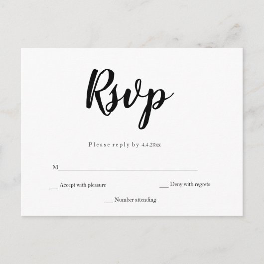 Eenvoudige kalligrafie bruiloft rsvp briefkaarten (Voorkant)