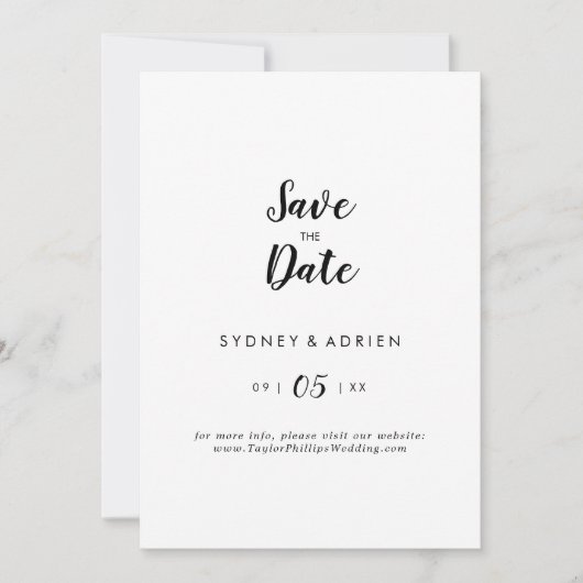 Eenvoudige kalligrafie bruiloft save the date (Voorkant)