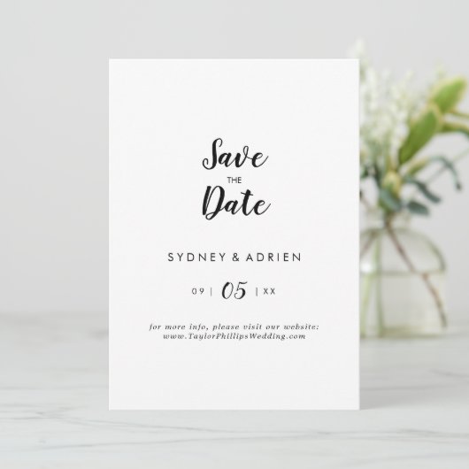Eenvoudige kalligrafie bruiloft save the date (Staand voorkant)