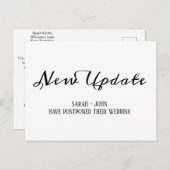 Eenvoudige kalligrafie bruiloft uitgesteld update briefkaart (Voorkant / Achterkant)