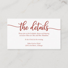 Eenvoudige kalligrafie-bruiloft - Versluitingskaar Informatiekaartje