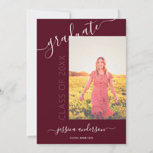 Eenvoudige kalligrafie Burgundy Afstuderen 2 Foto Kaart