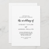 Eenvoudige kalligrafie De bruiloft van Kaart (Voorkant / Achterkant)